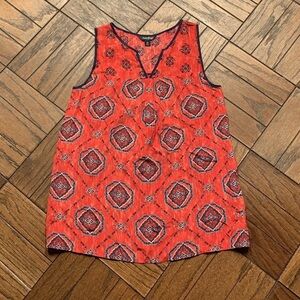 Lucky Brand Red Geometric Print Blouse